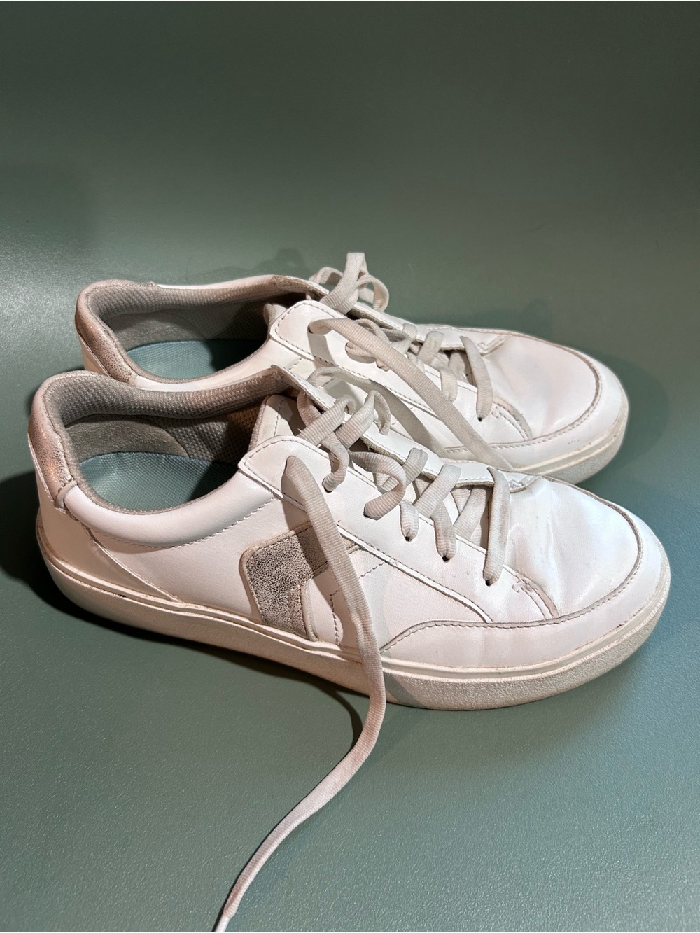 Dr. Scholl’s Madison White Sneakers with Gold Accents